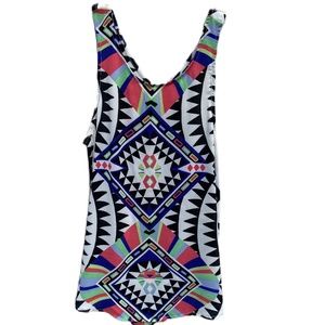 xhilaration racerback tank shirt multi-colored geometric print XS